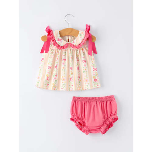 Spring Floral Bow Ruffle Girl Bloomer Set – The Rocking Horse Co.