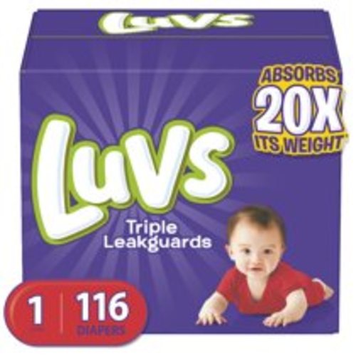 Luvs Triple Leakguards Extra Absorbent Diapers, Size 1, 116 Ct