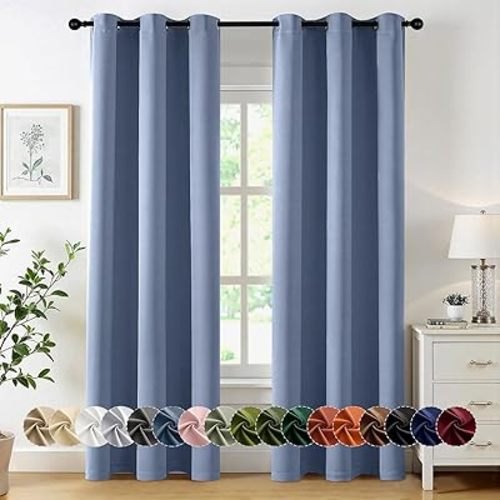 MIULEE Blackout Curtains for Bedroom Living Room 2 Panels, Thermal Insulated Room Darkening Drapes Grommet Noise Reducing Light Blocking Window Treatments 72 Inches Long 40x72 Inch Denim Blue