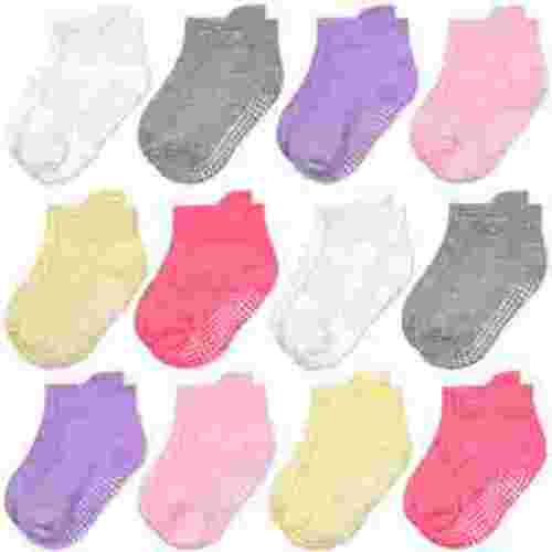 Non Slip Toddler Ankle Socks,12 Pairs Anti Skid Baby Girls Socks, Kids Grips Socks for Children 1-7 Years