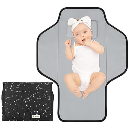 Portable Changing Pad Travel - Waterproof Compact Diaper Changing Mat with Built-in Pillow - Lightweight & Foldable Baby Diaper Changer