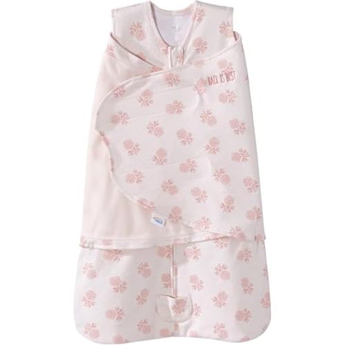 HALO 100% Cotton Sleepsack Swaddle, 3-Way Adjustable Wearable Blanket, TOG 1.5, Watercolor Rose Toss Blush, Small, 3-6 Months
