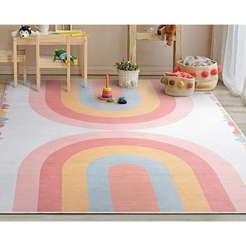 Well Woven Kids Crescent Rainbow Rug, 3'3" x 5', Multi Color