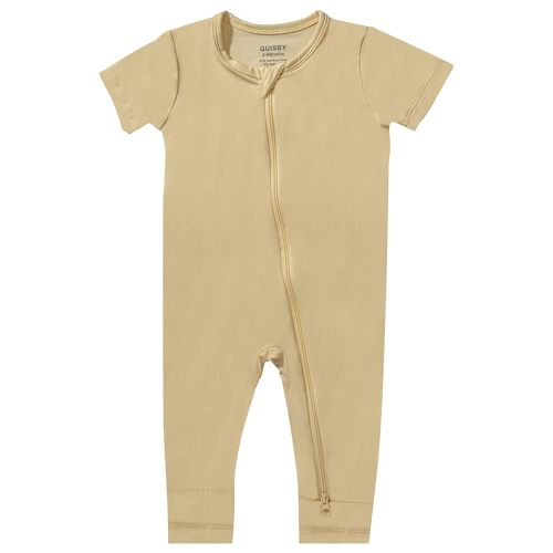 GUISBY Rayon Made from Bamboo Baby Pajamas, Summer Short Sleeve Footless Rompers, 2 Way Zipper Sleeper