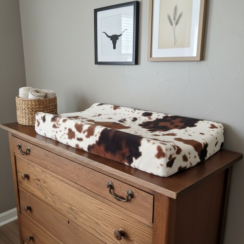 Cow Minky Western Changing Pad Cover