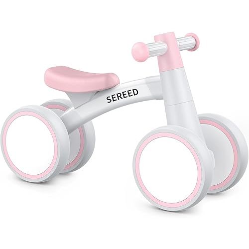 SEREED Baby Balance Bike for 1 Year Old Boys Girls 12-24 Month Toddler Balance Bike, 4 Wheels Toddler First Bike, First Birthday Gifts