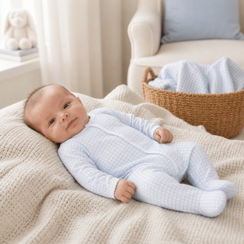 Peek-A-Boo Wishes Footie – Light Blue