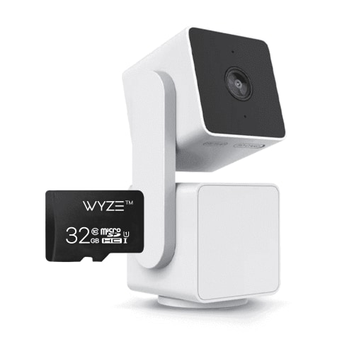 WYZE Cam Pan v3 Security Camera Bundle with FREE 32gb MicroSD Card, Indoor/Outdoor IP65 1080P 360° Pan/Tilt/Zoom, Wi-Fi Smart Home Security Camera with Motion Tracking for Baby & Pet, Color Night Vis