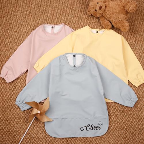 Personalized Long Sleeved Waterproof Coverall Cape Bib,Weaning,Messy Play,Washable,Custom Toddler Apron,Baby Bib,Weaning Bib with Name