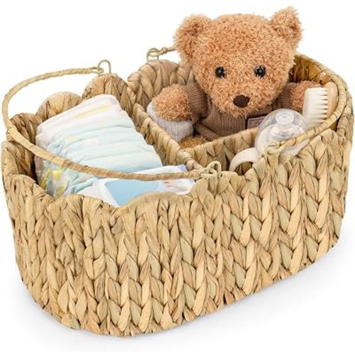 Water Hyacinth Diaper Caddy Organizer with Divider
