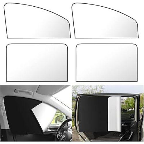 KIFIDAN 4PCS Foldable Magnetic Car Window Shade - Full Blackout for UV Block&Privacy Protection - Car Window Covers for Sleeping in Car - Universal SUV,Truck,Car Privacy Shades(Titanium Silver-4Pcs)