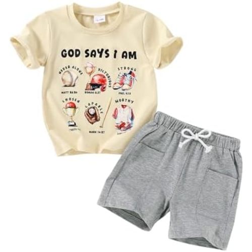 YOUNGER TREE Toddler Baby Boy Summer Clothes Dinosaur T-Shirt and Shorts Boy Outfits 12 Months to 4T