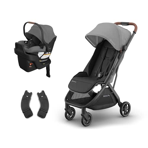UPPAbaby Minu V3 Stroller + Aria V2 Infant Car Seat Travel System Combo – Adapter, Foot Cover, Bug and Rain Shields, Car Seat Base, and Infant Insert Included – Greyson (Charcoal Mélange)