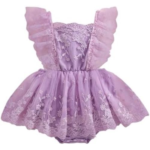 Karwuiio Newborn Baby Girl Romper Dress Toddler Sleeveless Lace Floral Romper Bodysuit Baby Girl Summer Clothes Outfits