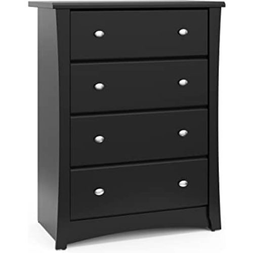 Storkcraft Crescent 4 Drawer Chest (Black) – GREENGUARD Gold Certified, Easy-to-Match Chest of Drawers for Nursery and Kids Bedroom, Dresser Organizer for Children’s Bedroom