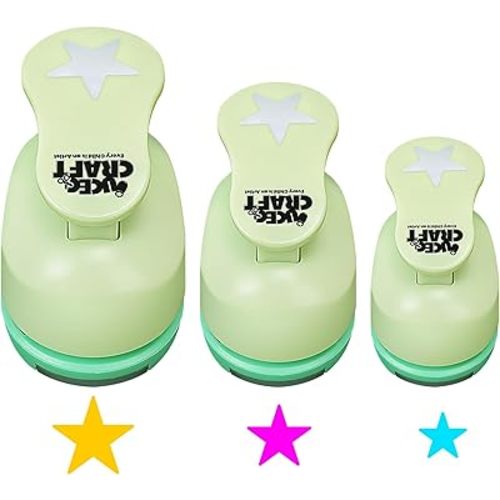UCEC Star Hole Paper Punch, Star Lever Puncher for Crafts, 1 Inch Craft Punch, 5/8 inch Hole Punch Shape, 3/8 inch Paper Punches for Crafting