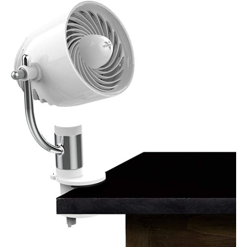 Vornado Pivot Clip Personal Air Circulator, 3-Speed, Portable Desk Fan with Multi-Surface Clip, 360-Degree Adjustable Axis, 9 in Tall, 4 in Diameter, Whisper Quiet, Ice White