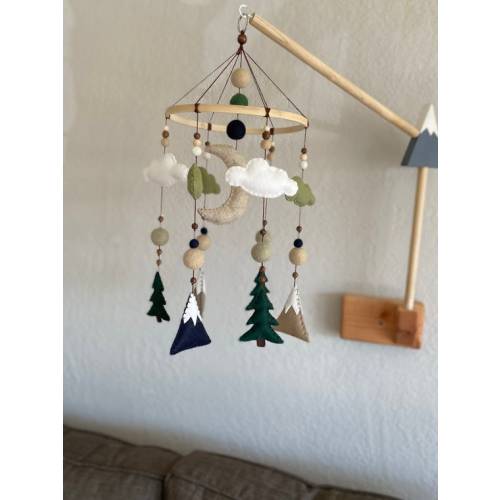 Felt Mountain Woodland Mobile Boy Nursery Decor - Etsy