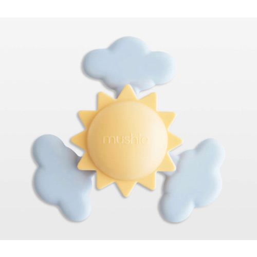 Mushie Yellow Sunshine Baby Suction Spinner Toy