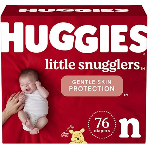 Baby Diapers Size Newborn (up to 10 lbs), 76ct, Huggies Little Snugglers - Newborn (76 Count)