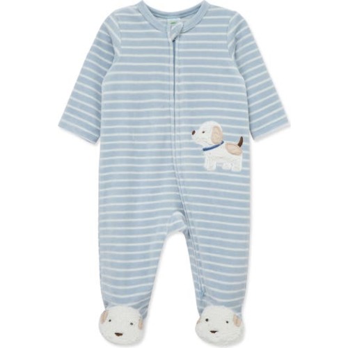 Fluffy Pup Velour Zip Footie