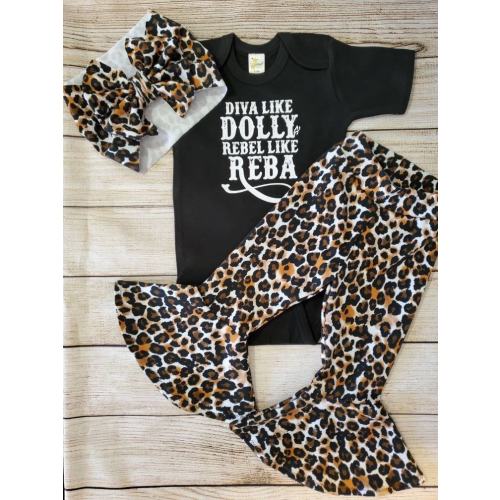 Leopard bell bottoms - country girl - baby bell bottoms - leopard baby clothes - cheetah baby clothes - western bell bottoms