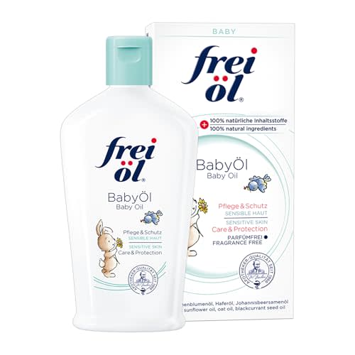 frei öl Baby Oil – 100% natural ingredients – for babies, kids & adults – fragrance-free, vegan, soothes sensitive skin & helps with eczema – protects against diaper rash – 4.7 fl oz
