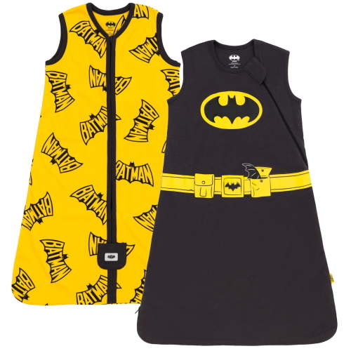 DC Comics Batman Mens 2 Pack Zip Up Sleep Sacks Black / Yellow X-Small