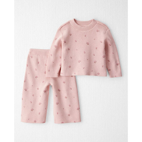 Baby Girl 2-Piece Organic Cotton Sweater Knit Top & Pant Set - Little Planet | Carter's