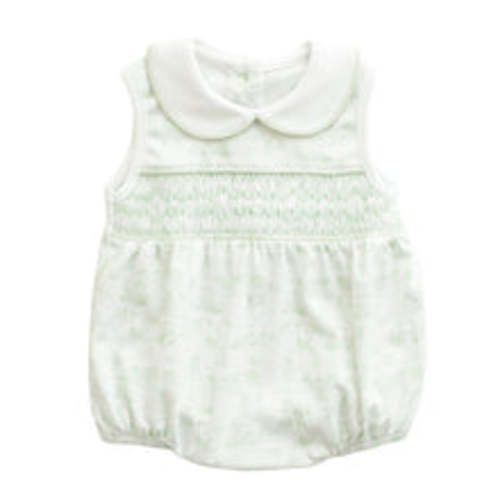 Fairway Toile | Smocked Sleeveless Bubble (Green) – Baby Dunn