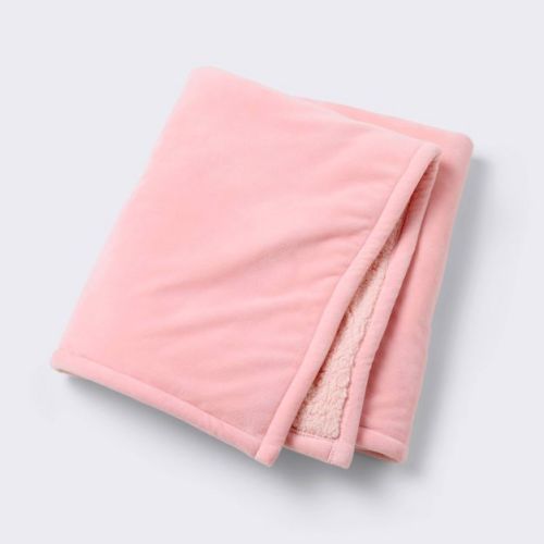 Micromink Shearling Baby Blanket - Pink - Cloud Island™: Solid Pattern, Baby Blankets, Faux Shearling, 1-Pack