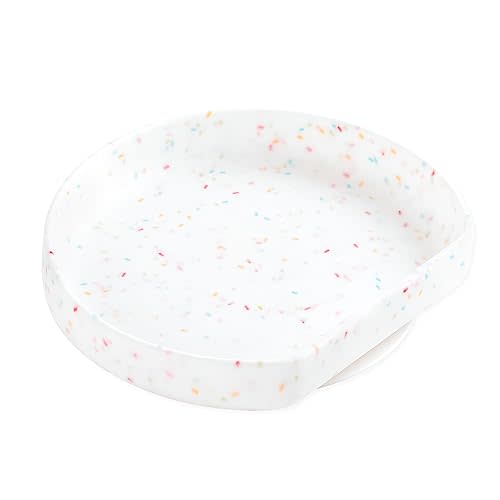 Bumkins Toddler and Baby Suction Plate, Silicone Grip Dish for Babies and Kids, Baby Led Weaning, Children Feeding Supplies, Non Skid Sticky Bottom, Platinum Silicone, 6 Months Up, Vanilla Sprinkles