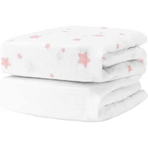 Newton Baby Fitted Crib Sheet (2-Pack) - Ultra Breathable and Soft, Organic Cotton, Fits All Standard Cribs, Stardust Blush Coral & White