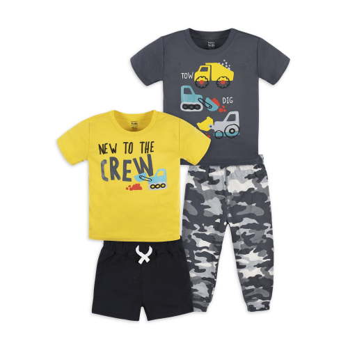 Gerber Baby Boy Onesies Bodysuit, Shirts, Shorts & Pant Outfit Set, 4-Piece, Newborn - 24 Months