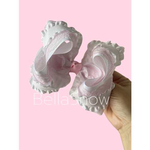 Pink & white Ruffles Boutique Bow