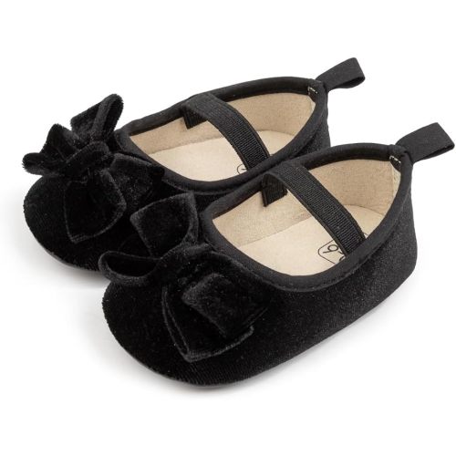 KIDSUN Infant Baby Girls Mary Jane Shoes Non-Slip Rubber Sole Ballet Slippers Princess Dress Wedding Shoes Newborn Crib Shoes First Walkers Shoes