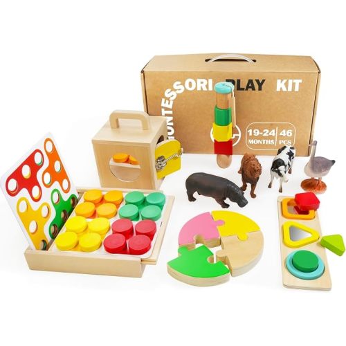 WOODMAM Montessori Toys for Babies 7-12 Months, 9 in 1 Educational Play Kit