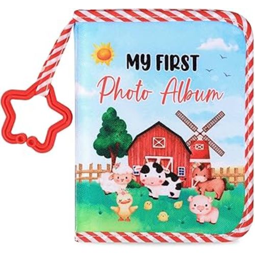 Baby's My First Family Album Soft Photo Cloth Book Farm Animals My First Book of Photos Farm Themed Baby Memory Album Gift Holds 4x6 Pictures for Babies Newborn Toddler & Kids Baby Shower