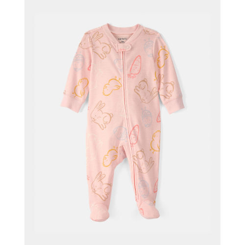 Baby Girl Easter 100% Cotton 2-Way Zip Sleep & Play Pajama - Pink | Carter's