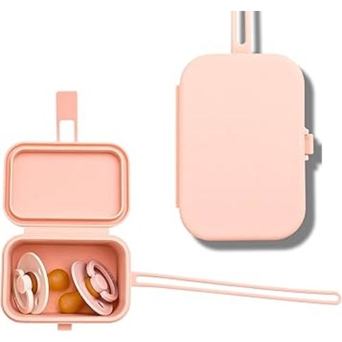 Silicone Pacifier Case - Hygienic Sealed Closure, One-Piece Easy-to-Clean Design,100% Food-Grade, BPA-Free Baby Pacifier Holder Case, Binky Holder, Attach to Any Diaper Bag or Stroller - Baby’s Aid