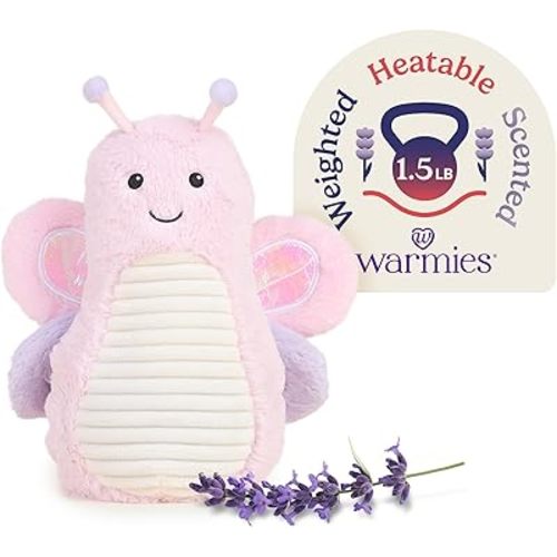 warmies Microwavable & Weighted Stuffed Animals, Butterfly - Heated Stuffed Animal Plushie for Warmth & Comfort - Cute Soft Plush Toys for Adults & Children (Boys, Girls, Babies & Toddlers)