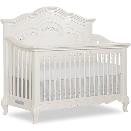 Evolur Aurora 5-in-1 Convertible Full Size Baby Crib, Ivory Lace