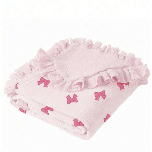 1pc Soft Cotton Floral Baby Blanket, Sweet Ruffle Edge Infant Cotton Blanket | SHEIN USA