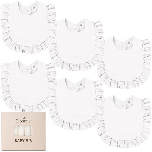 Oiomniv Muslin Baby Bibs, 100% Cotton Bandana Drool Bibs Soft Cotton Adjustable Unisex Newborn, Toddler for Drooling Teething