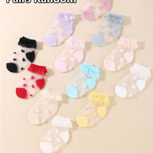 Five Pairs Of Random Girls' Cute (Baby) Lace-Trimmed Socks, Girls' Socks That Are Cool For Summer.