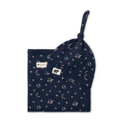 MONICA + ANDY Mini Hospital Cuddle Box, 100% Organic Baby Clothes for Newborns & Infants, Coming Home Swaddle Blanket & Cap