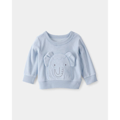 Baby Boy Elephant Terry Pullover Sweatshirt - Blue | Carter's
