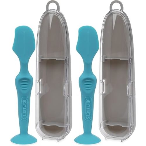 Dr. Talbot's Diaper Cream Brush for Babies - Diaper Rash Cream Applicator with Suction Base and Hygienic Case - Full Size - Aqua Blue,(Pack of 2)