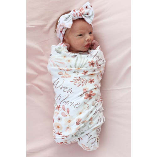 Wrens Wildflower Personalized Swaddle Blanket