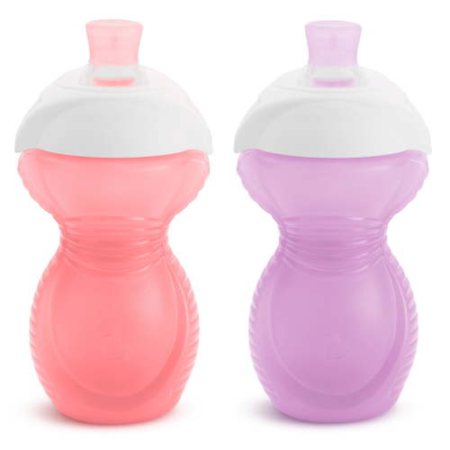 Munchkin Click Lock™ Infant Sippy Cup 9 oz, Soft Spout, Unisex Pink/Purple 2 Pack